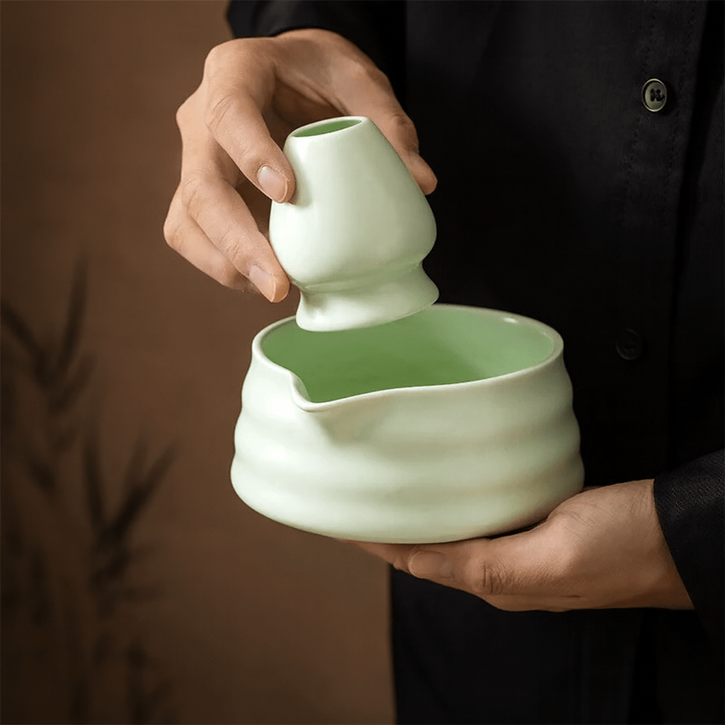 TH® | Kit matcha 2 pièces bol verseur et support fouet en céramique