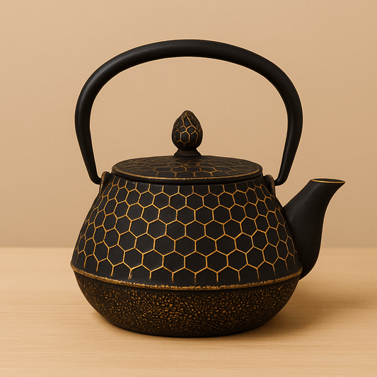 Théièrea | Alvéa — Théière en fonte à motif nid d’abeille 950ml Noir