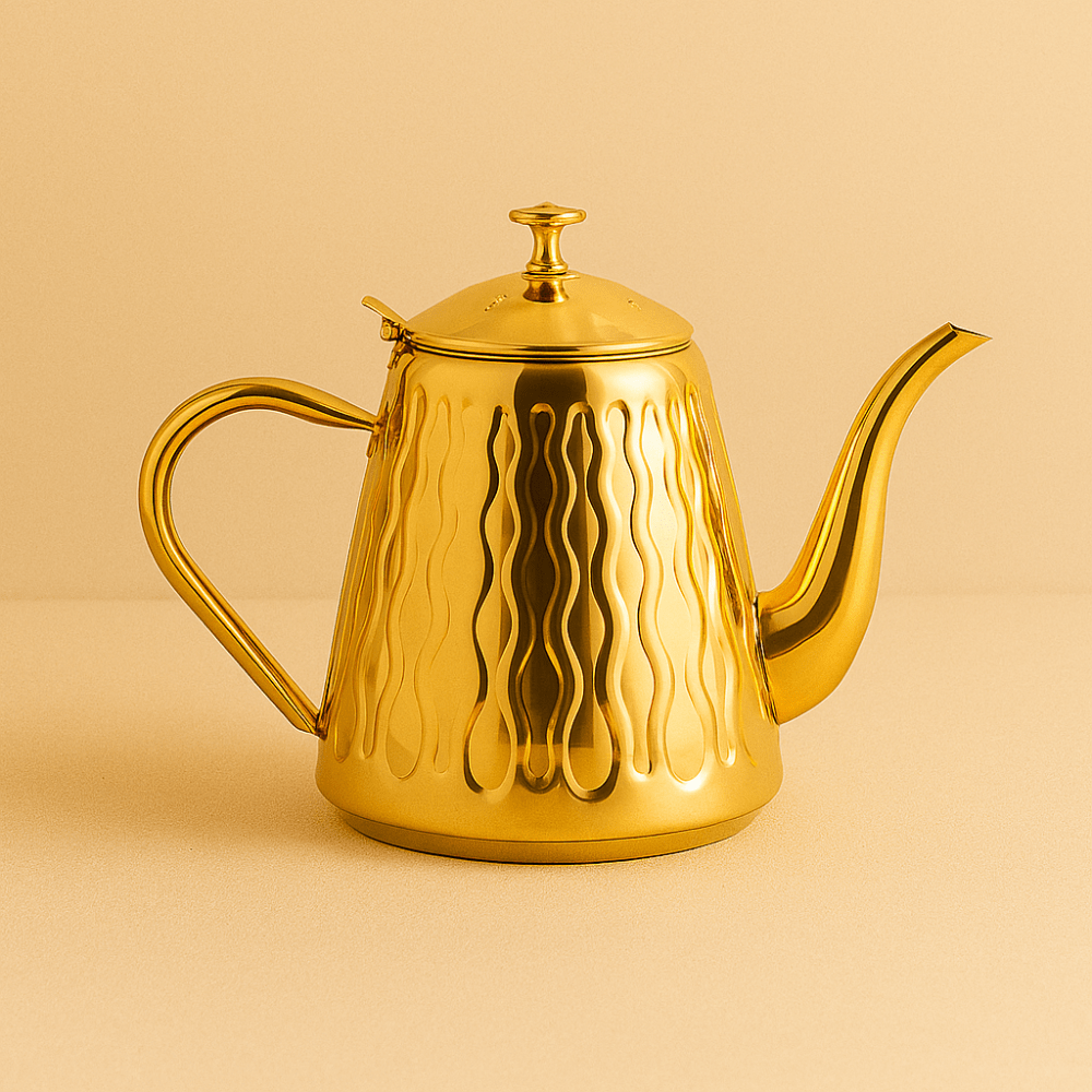 Théièrea | Amwaj — Théière marocaine en acier inoxydable avec filtre infuseur Or