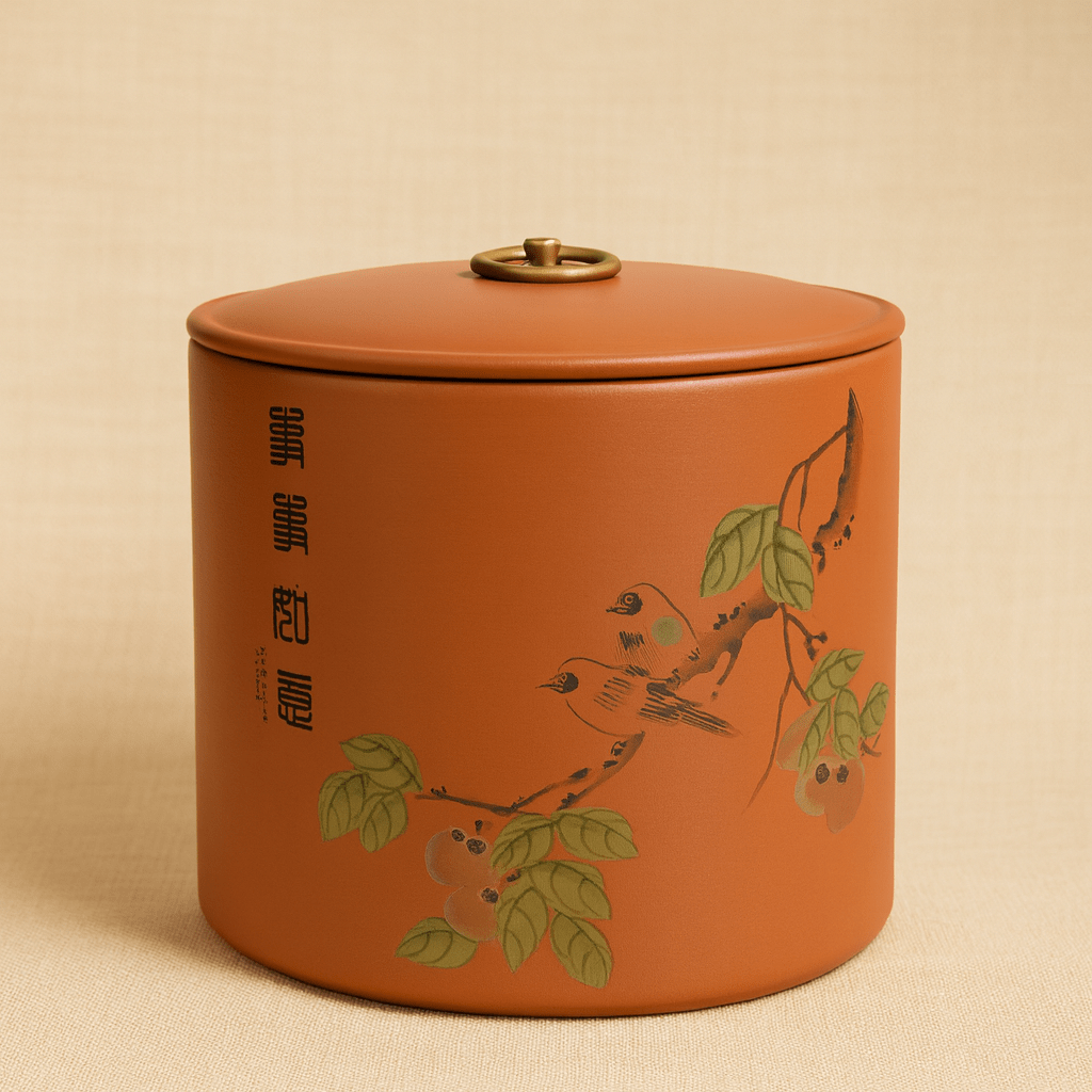 Théièrea | Boite à thé argile violette motifs peints 1850ml 1