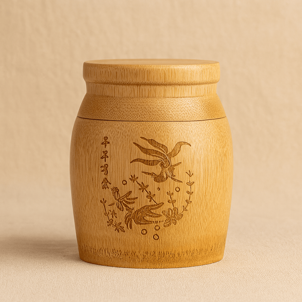 Théièrea | Boite à thé bambou style chinois gravure oiseau S (400ml)