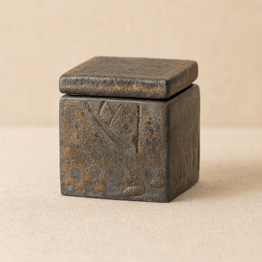 Théièrea | Boite à thé céramique carrée feuille dorée 100ml 3