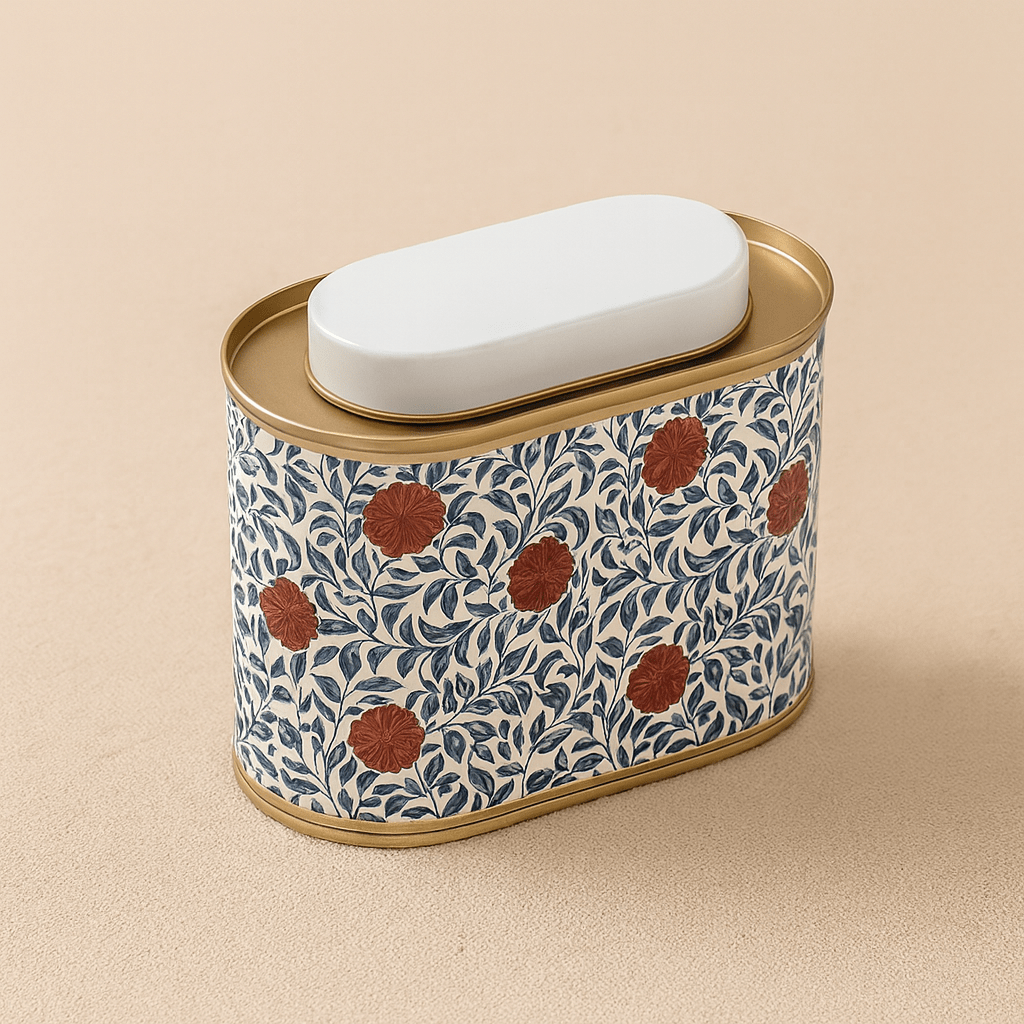Théièrea | Boite à thé étanche en fer motifs floraux Blanc