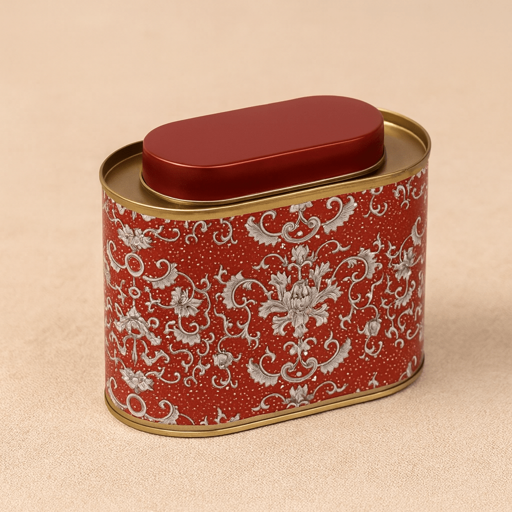 Théièrea | Boite à thé étanche en fer motifs floraux Rouge
