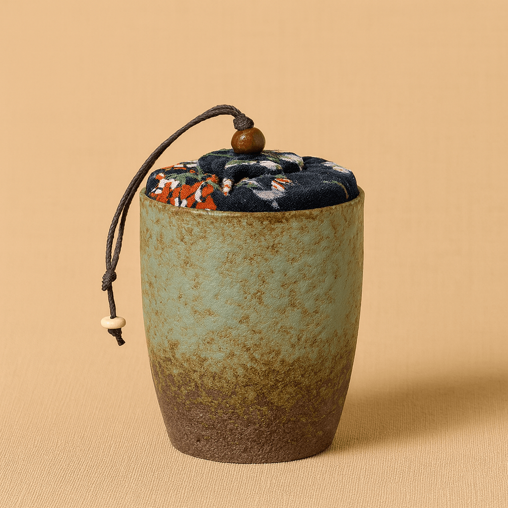 Théièrea | Boîte à thé étanche wabi sabi 170ml avec couvercle tissu 1