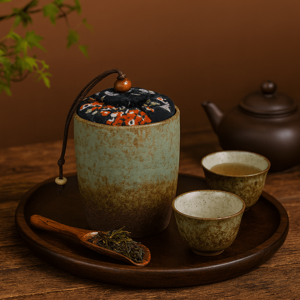 Théièrea | Boîte à thé étanche wabi sabi 170ml avec couvercle tissu