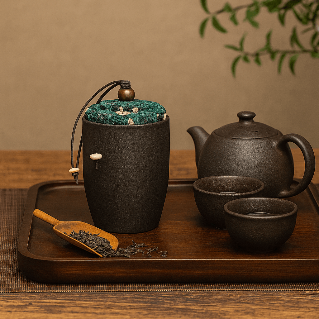 Théièrea | Boîte à thé étanche wabi sabi 170ml avec couvercle tissu