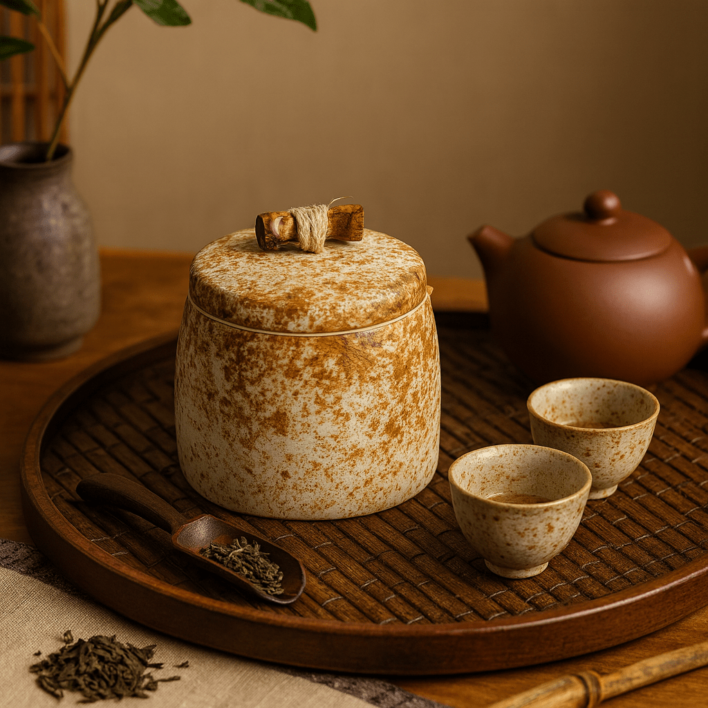 Théièrea | Boîte à thé japonaise minimaliste en céramique texturée