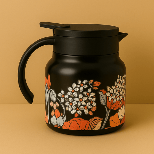 Théièrea | Calyra — Théière isotherme fleurie 800ml Noir
