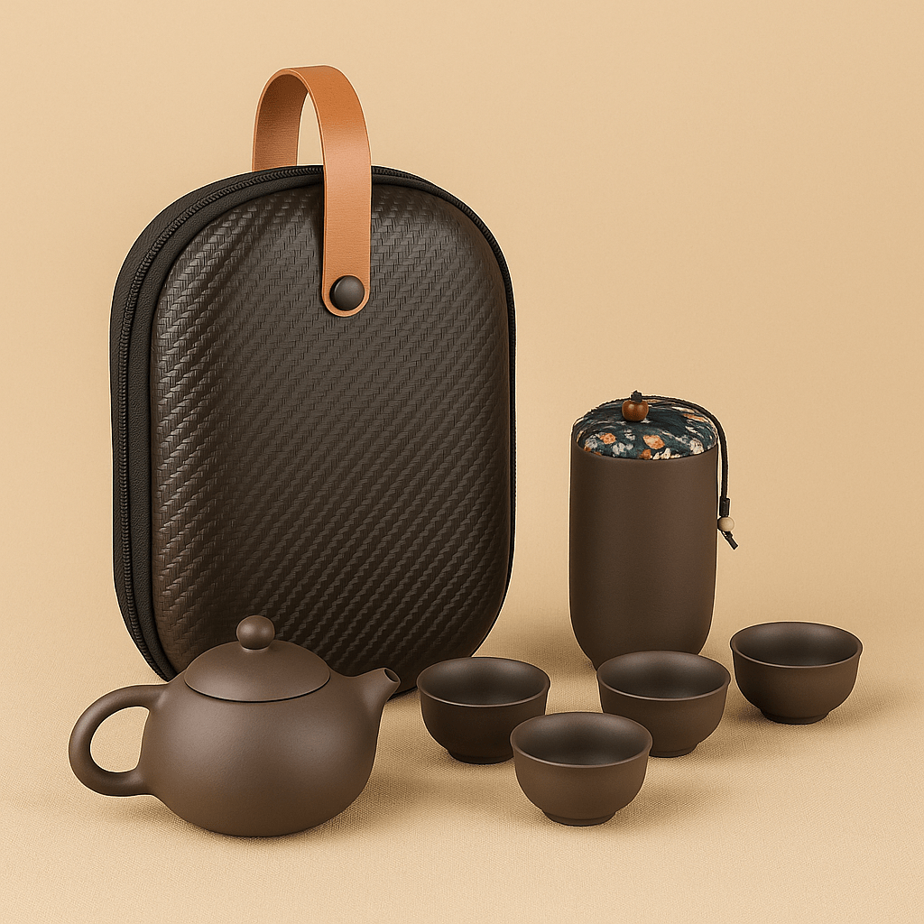 Théièrea | Chayun — Service à thé chinois portable en sable violet 160ml 2 (six pièces)
