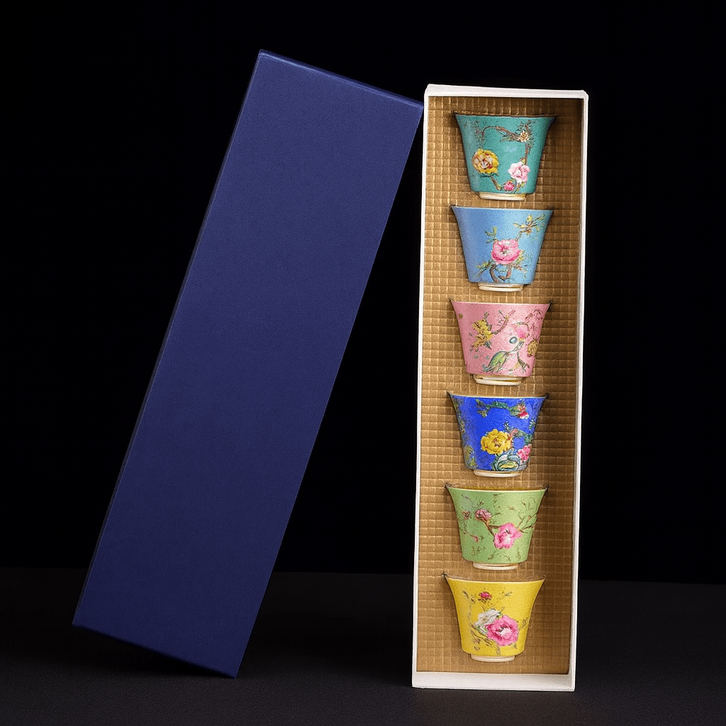 Théièrea® | Coffret cadeau 6 tasses à thé artisanales en porcelaine 6 pièces