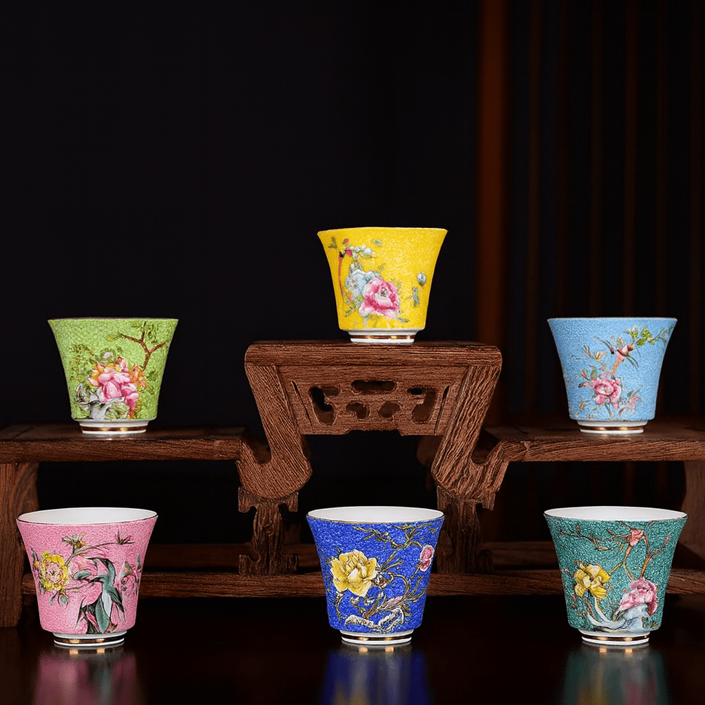 Théièrea® | Coffret cadeau 6 tasses à thé artisanales en porcelaine 6 pièces