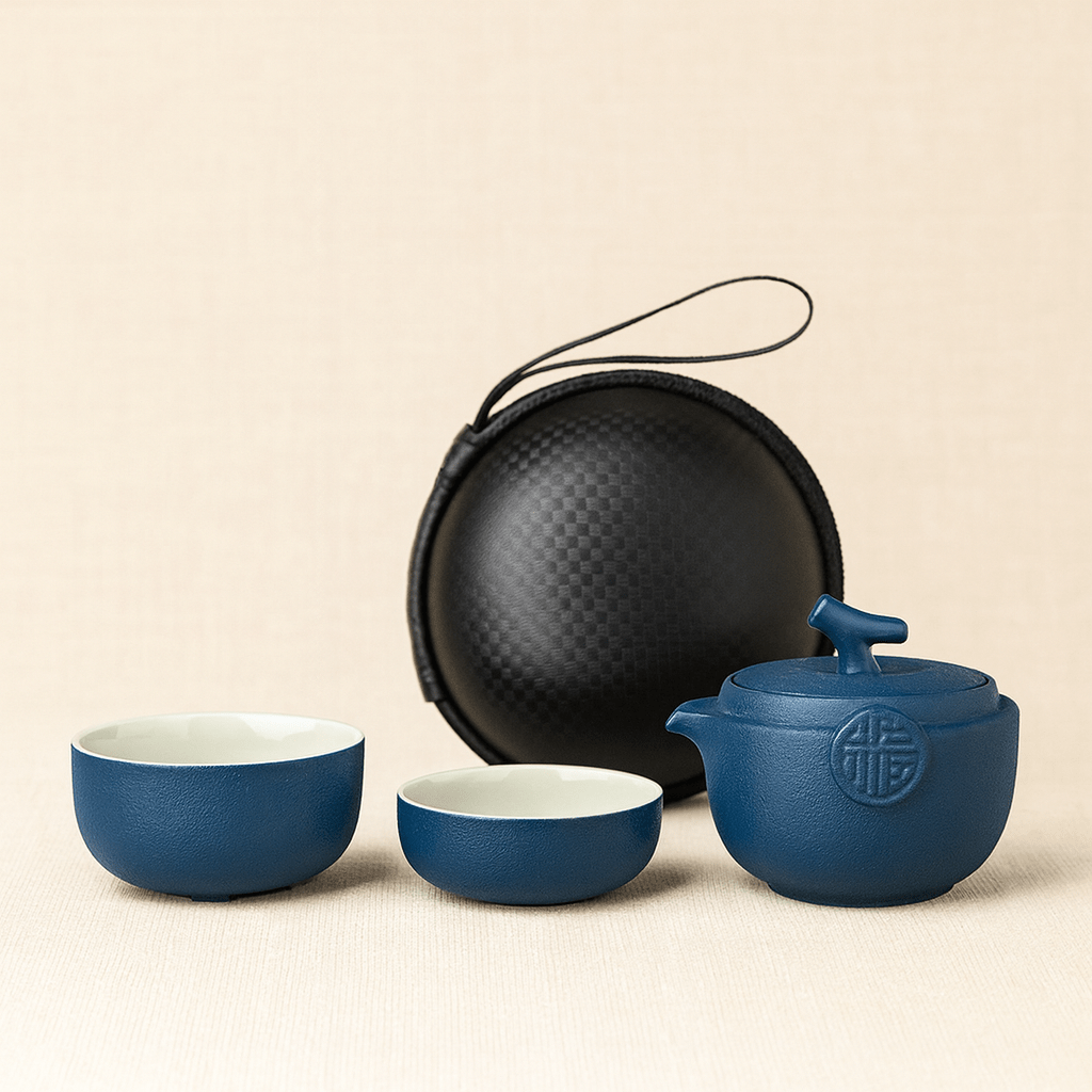 Théièrea | Danqi — Service à thé de voyage Gonfu en céramique 150ml Saphir