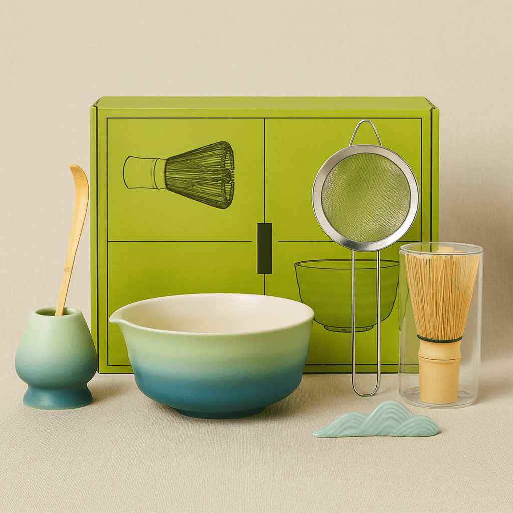 Théièrea | Kit matcha 7 pièces bol et porte fouet céramique japonaise Bleu