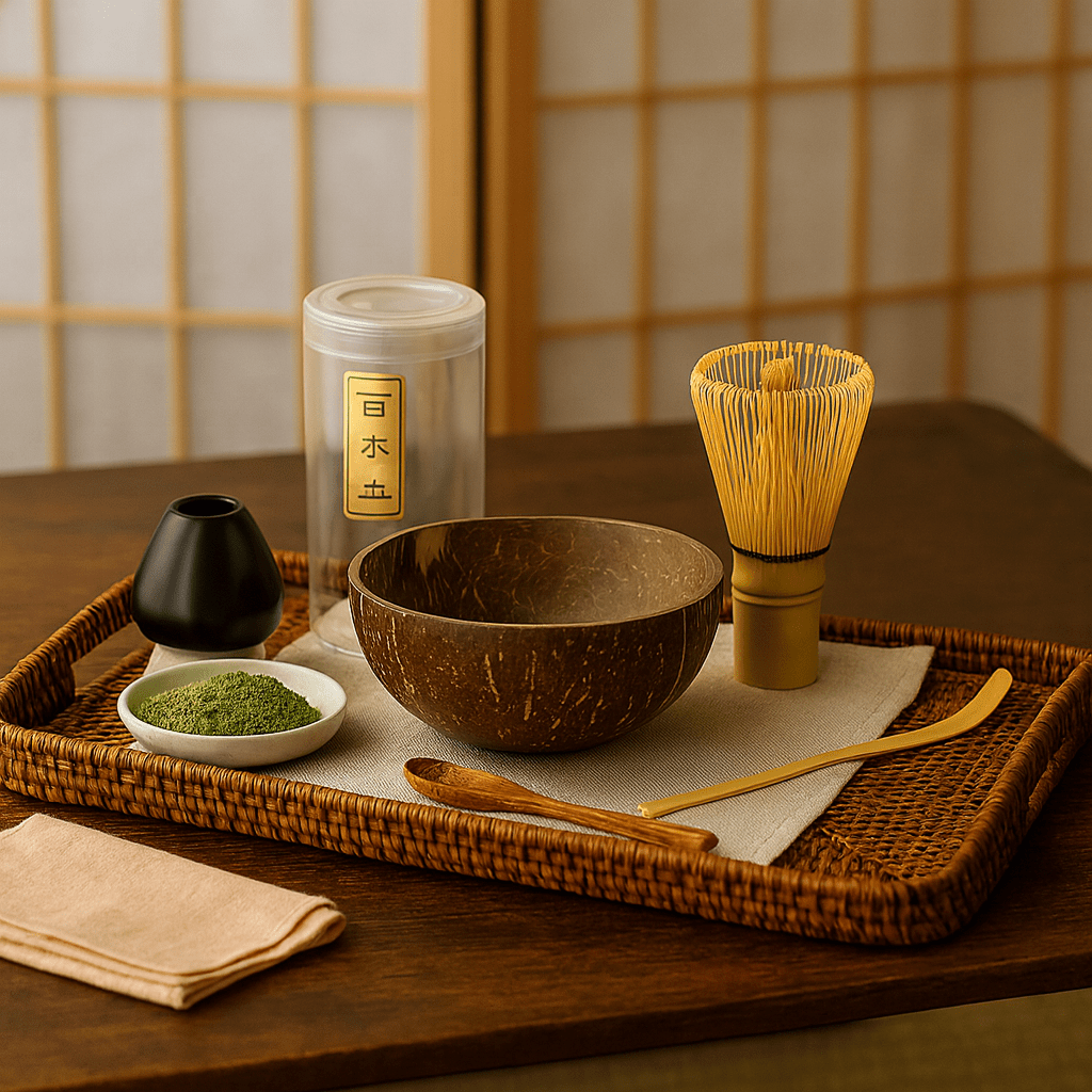 Théièrea | Kit matcha bol noix de coco et fouet bambou 5 pièces