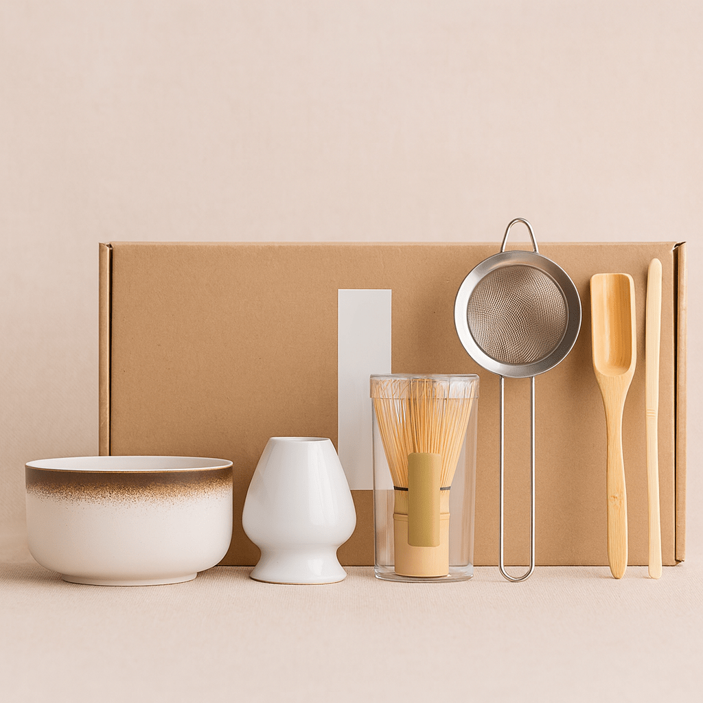 Théièrea | Kit matcha cérémonie japonaise 6 pièces avec bol et tamis Blanc