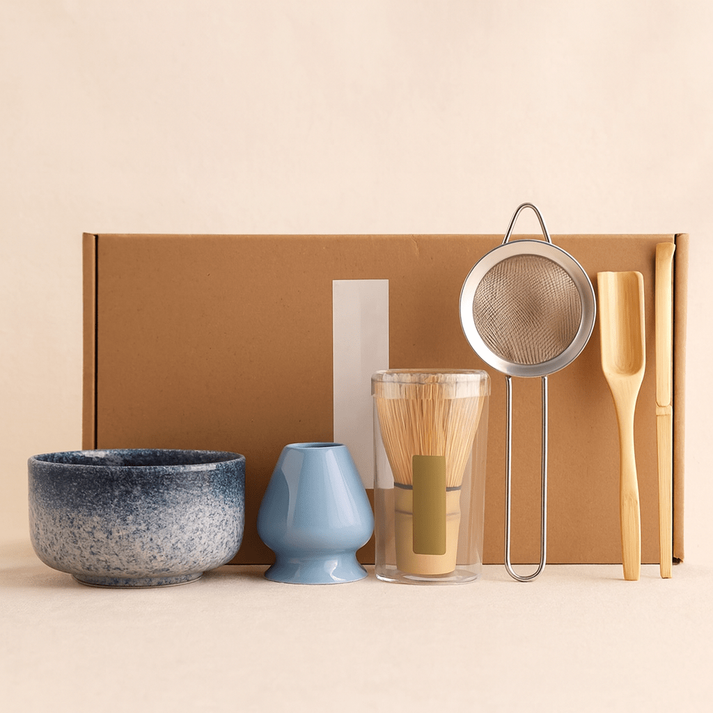 Théièrea | Kit matcha cérémonie japonaise 6 pièces avec bol et tamis Bleu