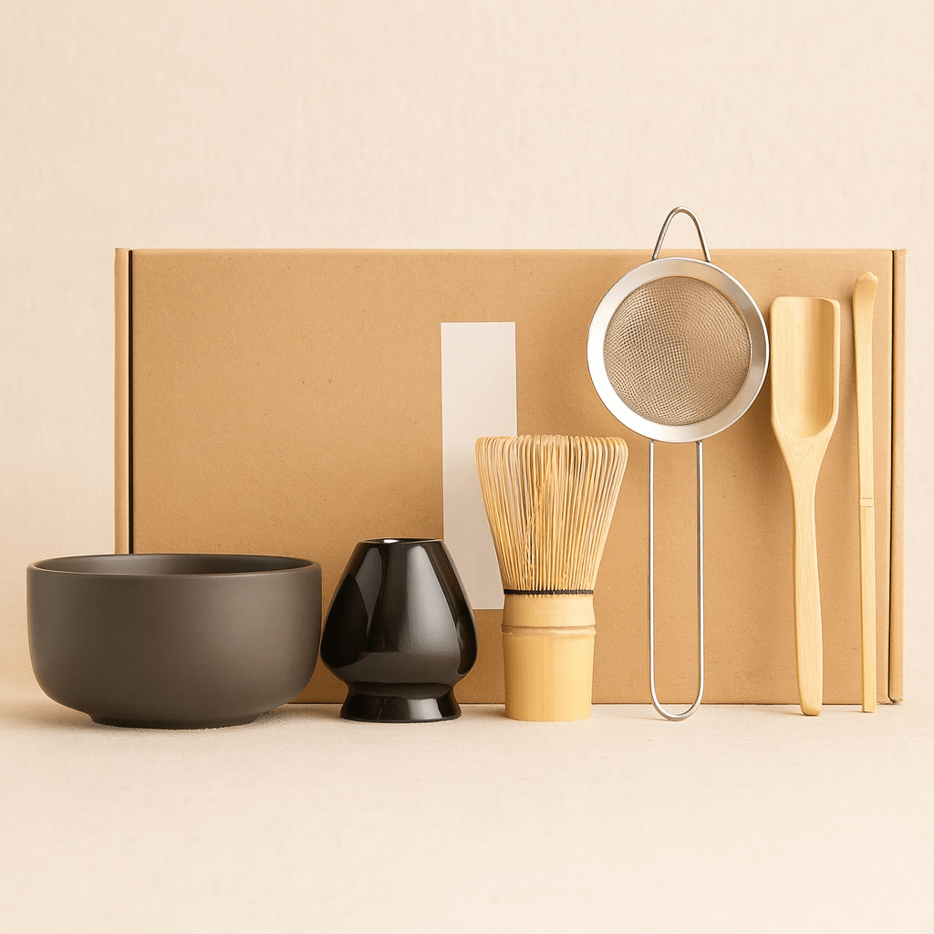 Théièrea | Kit matcha cérémonie japonaise 6 pièces avec bol et tamis Marron