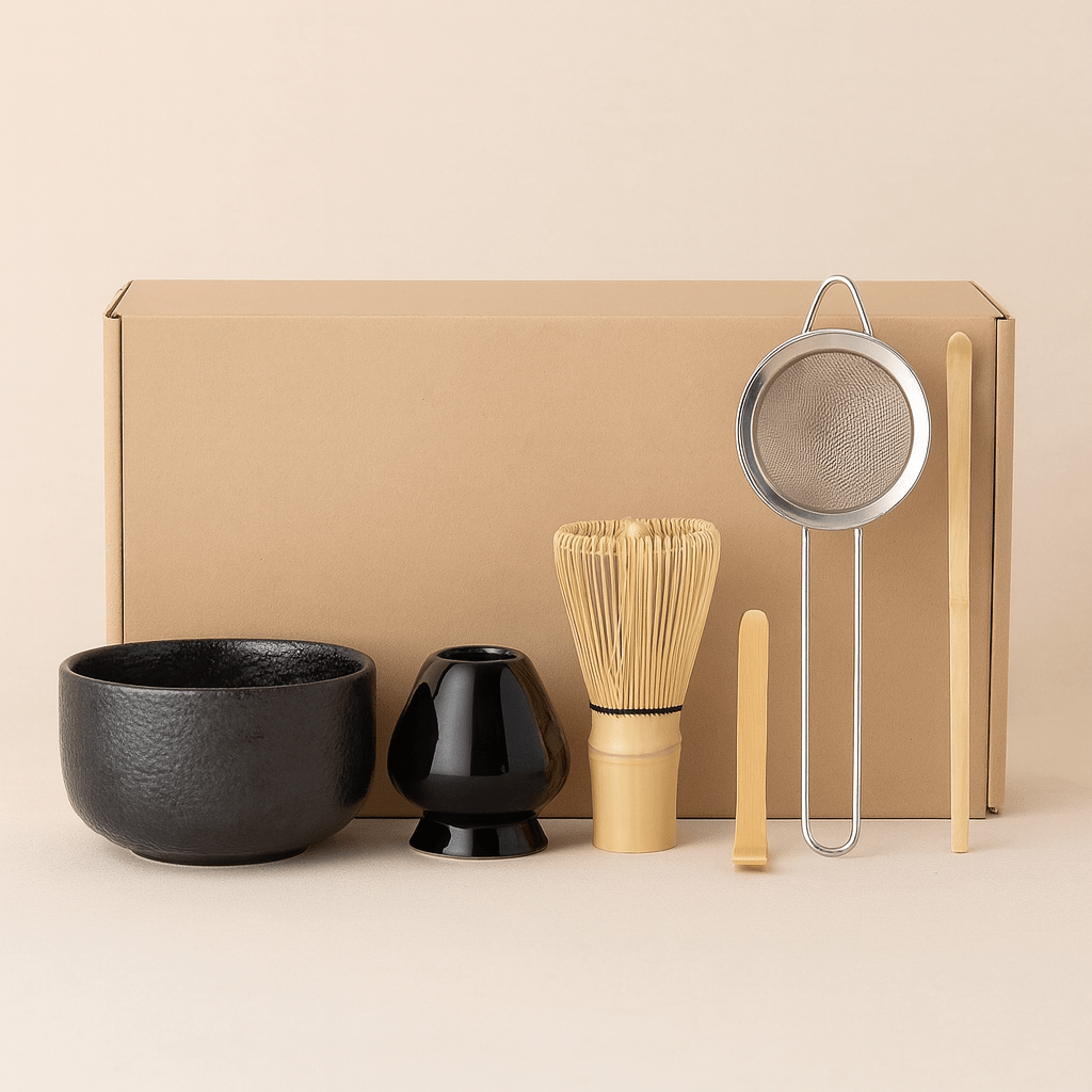 Théièrea | Kit matcha cérémonie japonaise 6 pièces avec bol et tamis Noir