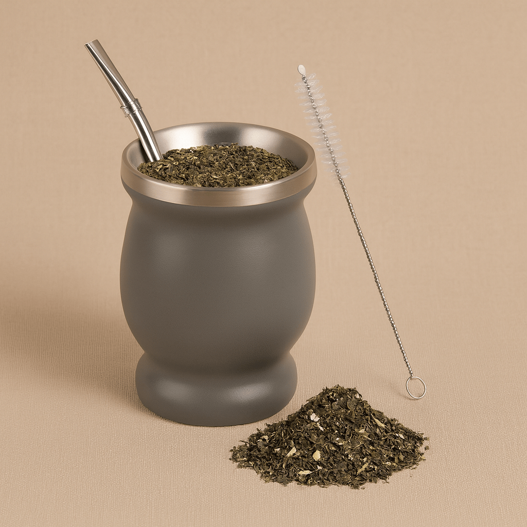 Théièrea |Kit maté 230ml moderne en acier inoxydable alimentaire Gris