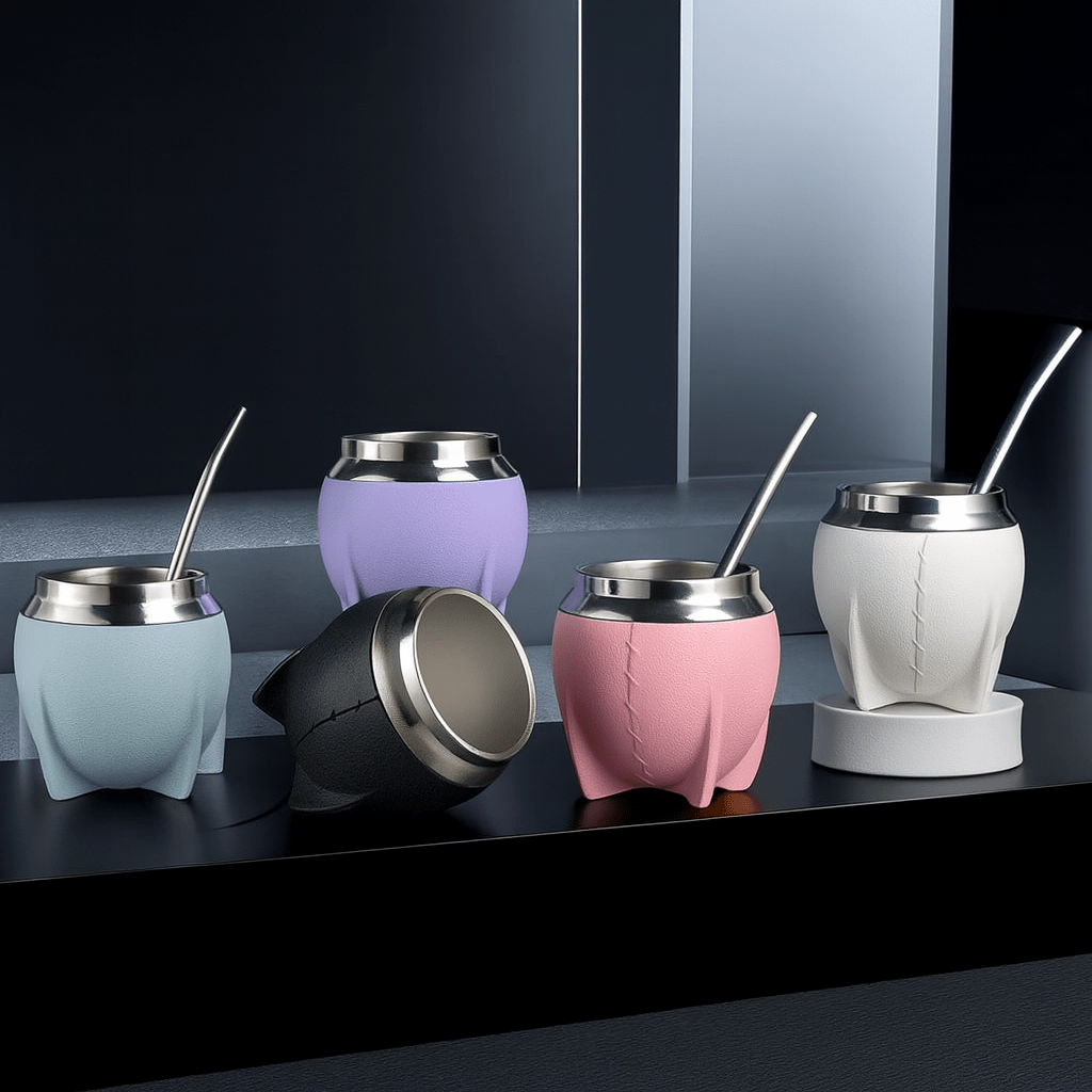 Théièrea | Kit maté inox isolant 280 ml avec bombilla et effet cuir