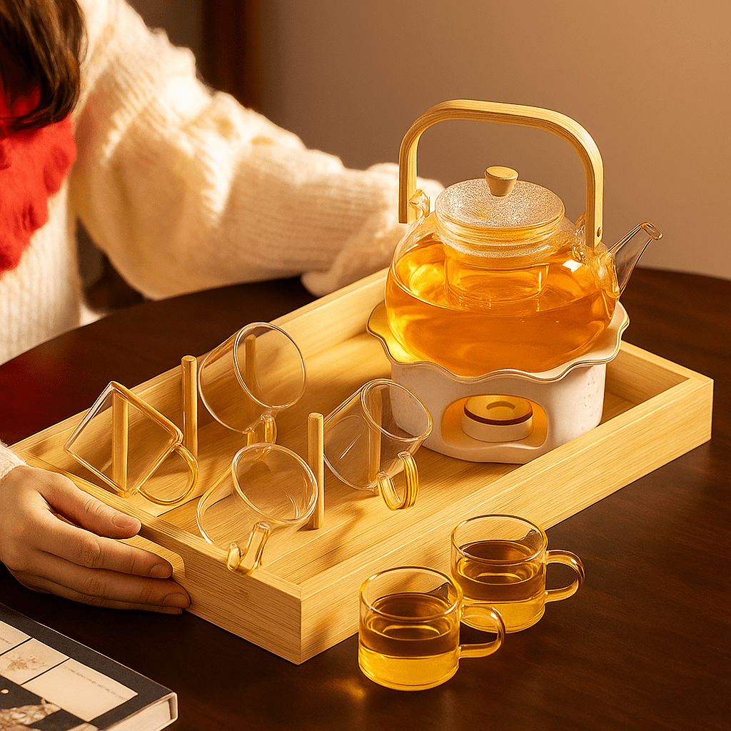 Théièrea | Muse — Théière en verre avec poignée en bois 1000ml 1000ml 1pcs