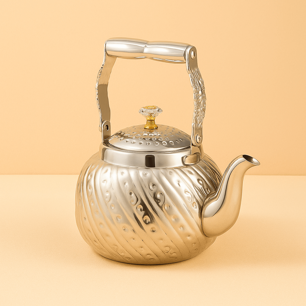 Théièrea | Nacira — Théière marocaine argentée en acier inoxydable 1.0 L