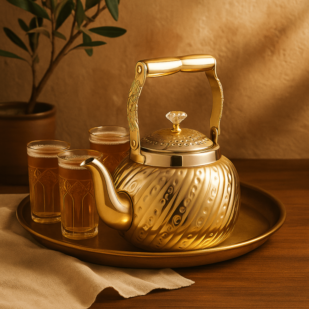 Théièrea | Nacira — Théière marocaine dorée en acier inoxydable