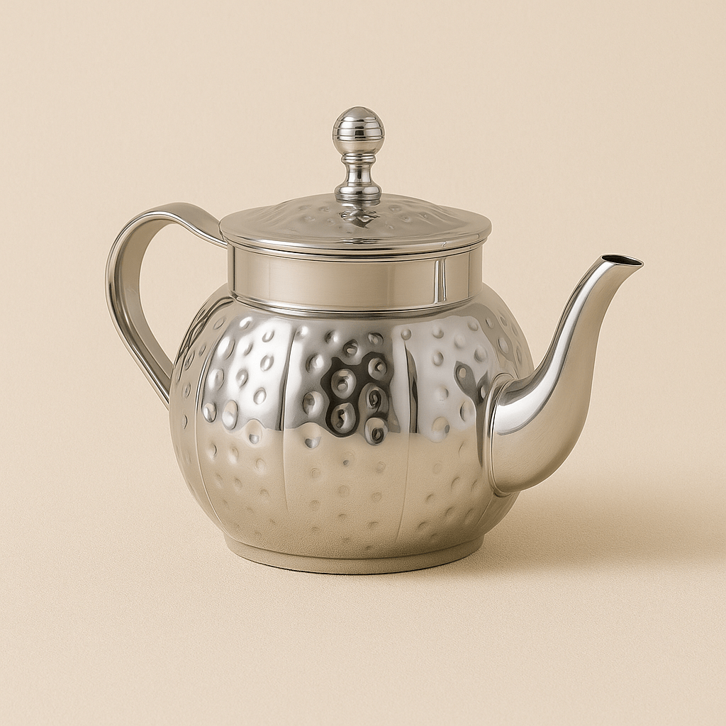 Théièrea | Qamar — Théière marocaine argentée en acier inoxydable 600 ml