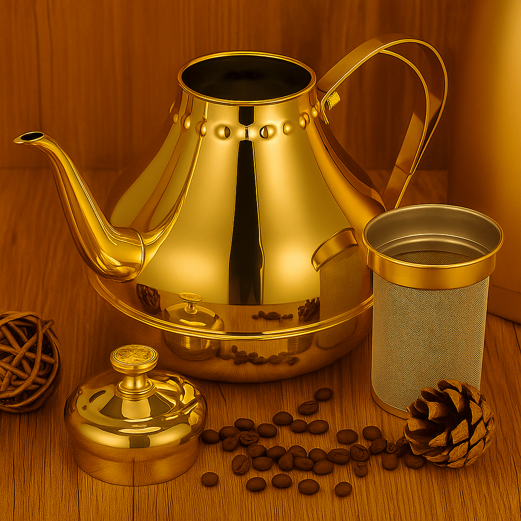Théièrea | Rahala — Théière marocaine dorée avec filtre infuseur