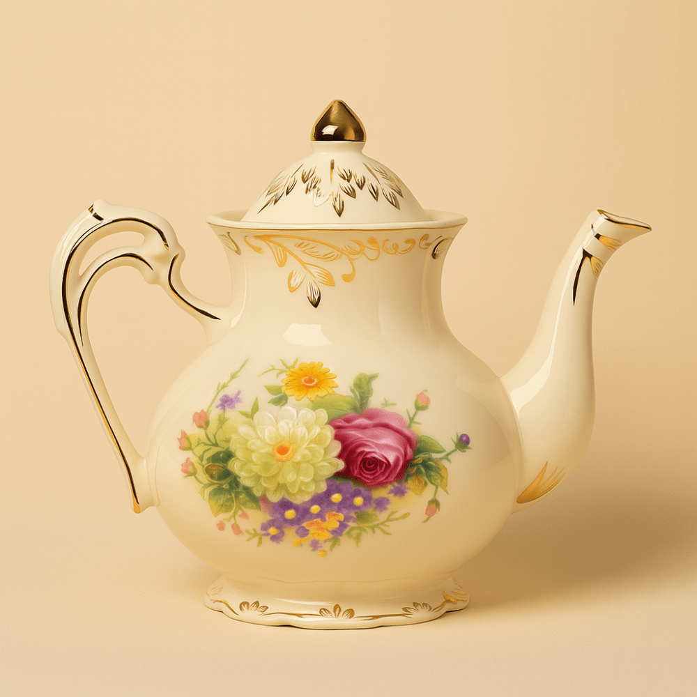 Théièrea | Roselure — Théière vintage anglaise en porcelaine fleurie 800ml 1