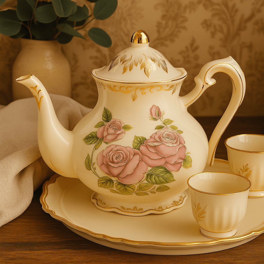 Théièrea | Roselure — Théière vintage anglaise en porcelaine fleurie 800ml