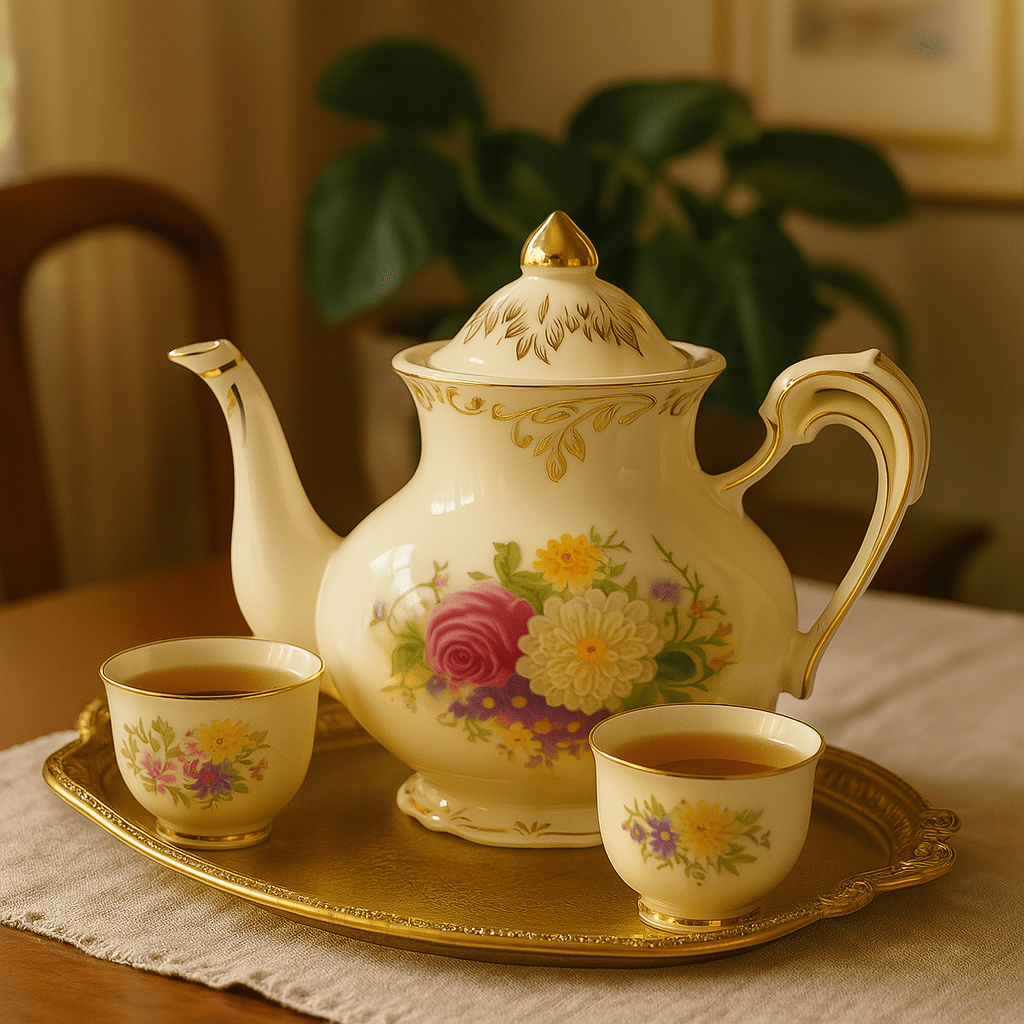 Théièrea | Roselure — Théière vintage anglaise en porcelaine fleurie 800ml