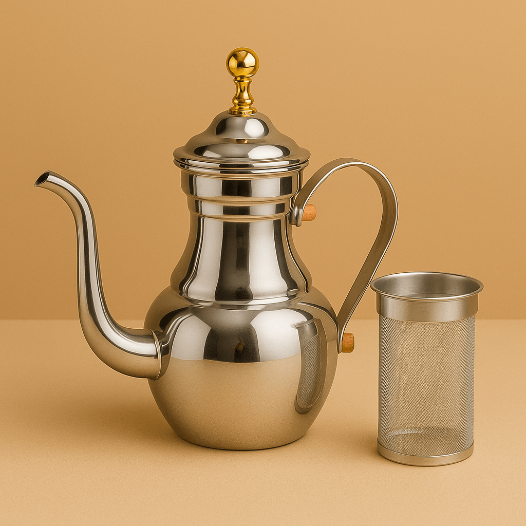 Théièrea | Sultan — Théière marocaine argentée en acier inoxydable