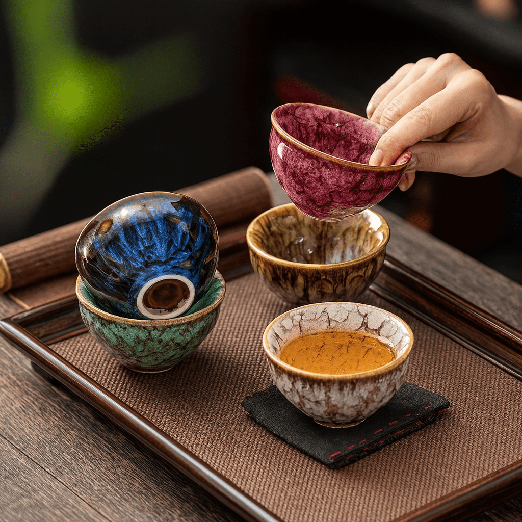 TH® | Coffret 5 pièces tasses à thé Kung Fu en céramique artisanale 5 pièces