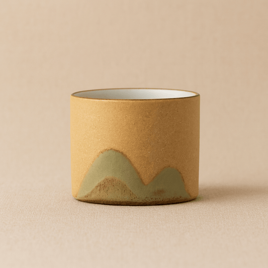 TH® | Tasse à thé en céramique artisanale 55 ml avec décor montagne Jaune