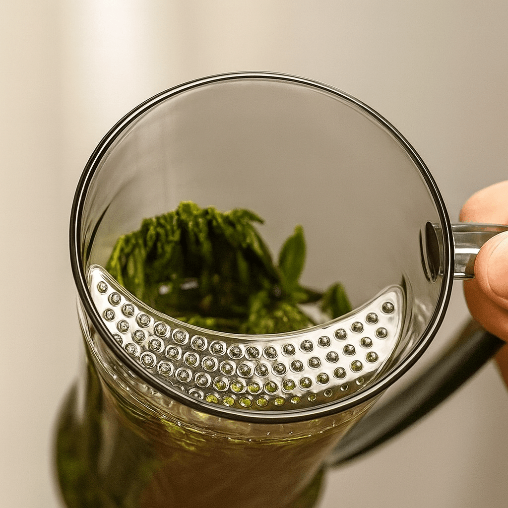 TH® | Tasse à thé en verre 400 ml silhouette fine avec filtre intégré