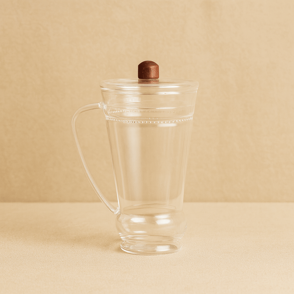 TH® | Tasse à thé en verre 400 ml silhouette fine avec filtre intégré Blanc