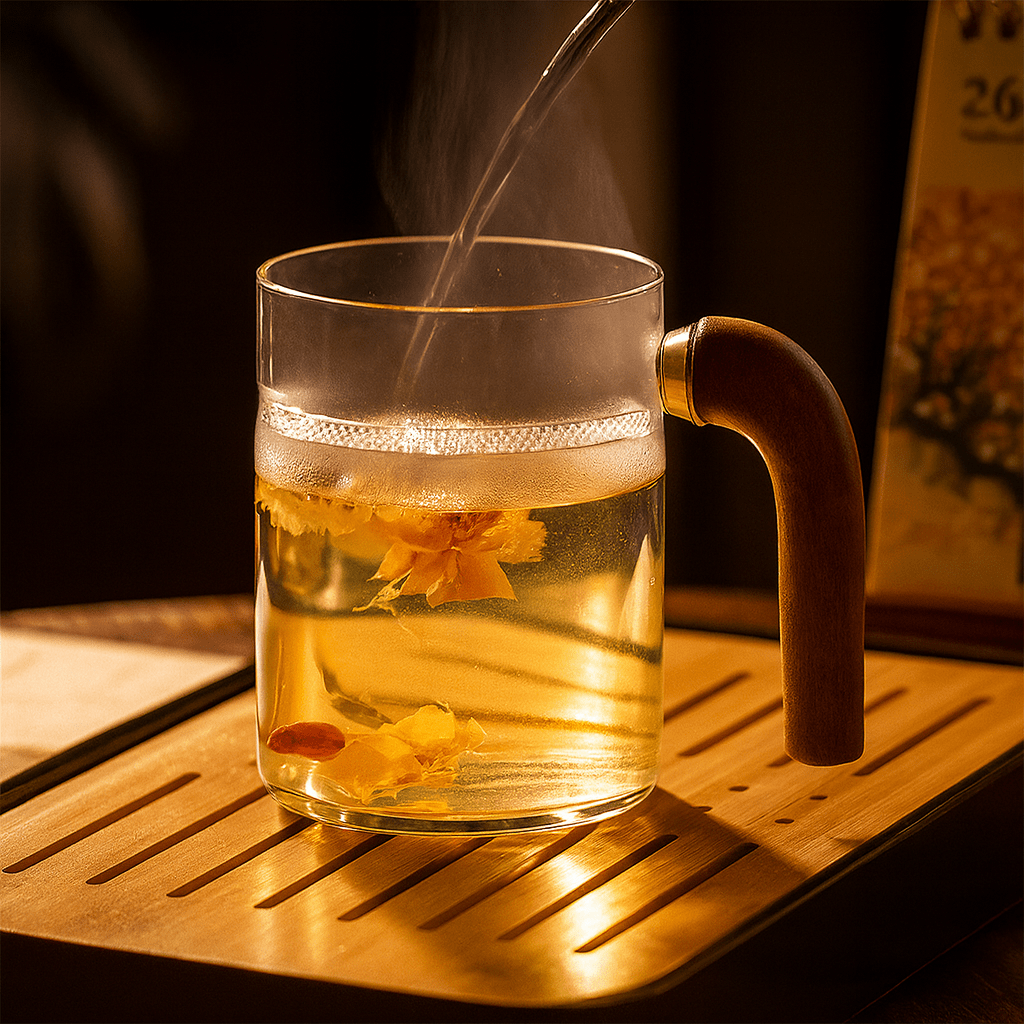 TH® | Tasse à thé en verre 450 ml avec poignée bois et filtre intégré 450 ml
