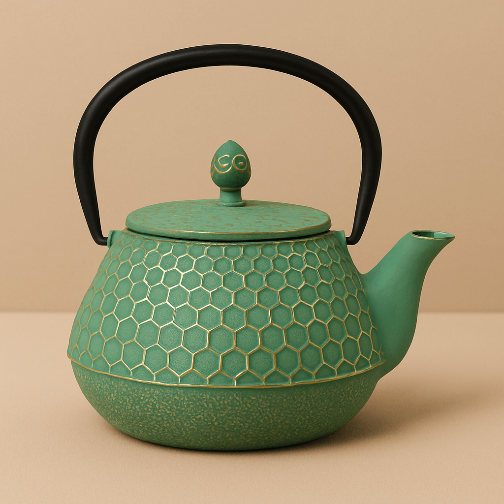 Théièrea | Alvéa — Théière en fonte à motif nid d’abeille 950ml Vert