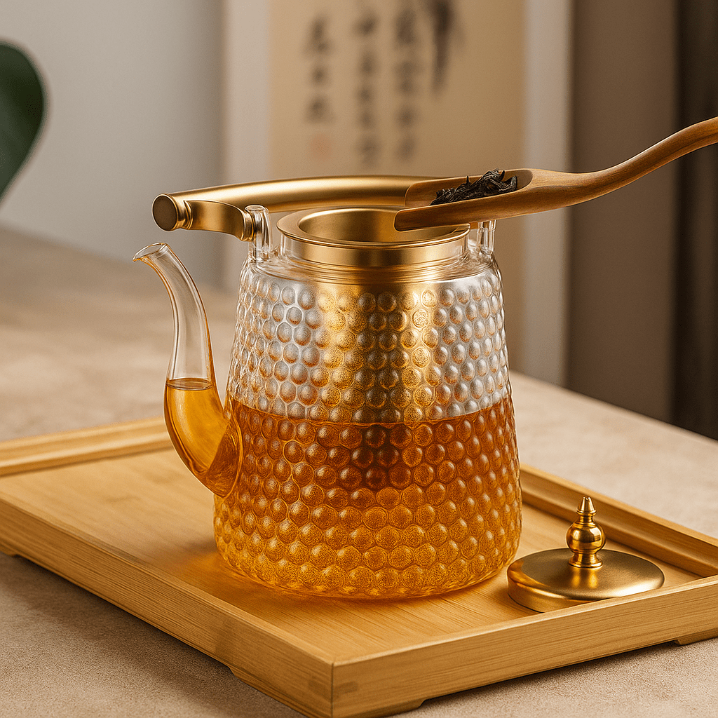 Théièrea | Asahi — Théière japonaise en verre avec poignée en cuivre 1500 ml