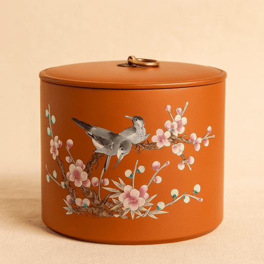 Théièrea | Boite à thé argile violette motifs peints 1850ml 2