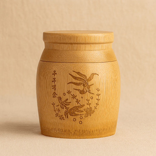 Théièrea | Boite à thé bambou style chinois gravure oiseau S (400ml)