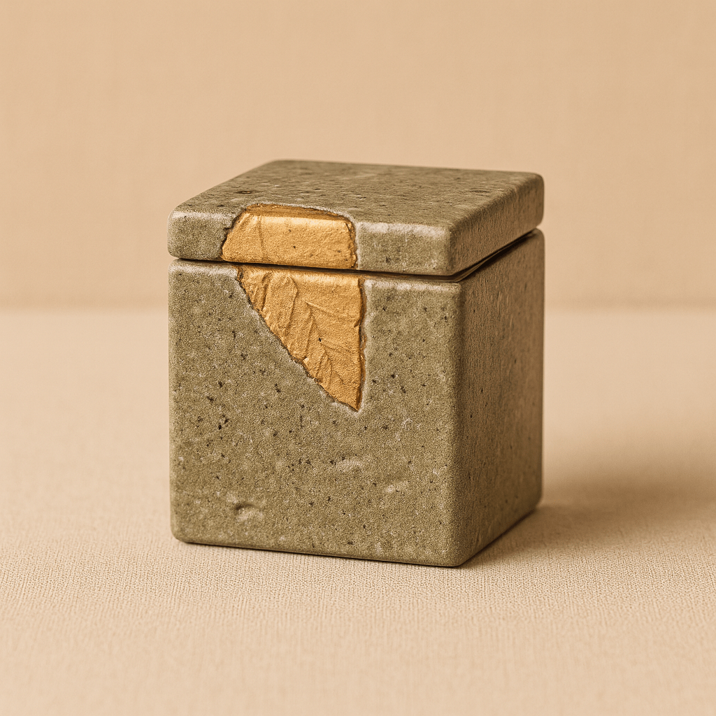 Théièrea | Boite à thé céramique carrée feuille dorée 100ml 1