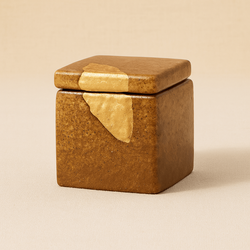 Théièrea | Boite à thé céramique carrée feuille dorée 100ml 2