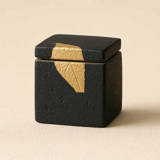 Théièrea | Boite à thé céramique carrée feuille dorée 100ml 4