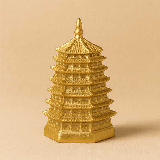 Théièrea | Boite à thé céramique pagode dorée style chinois 150g