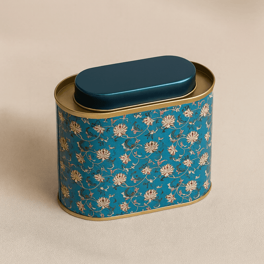 Théièrea | Boite à thé étanche en fer motifs floraux Bleu