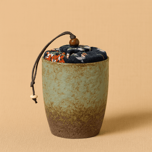 Théièrea | Boîte à thé étanche wabi sabi 170ml avec couvercle tissu 1