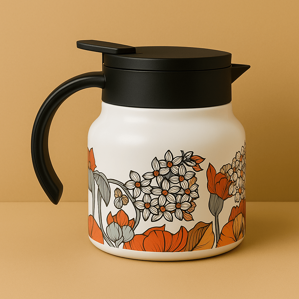 Théièrea | Calyra — Théière isotherme fleurie 800ml Blanc